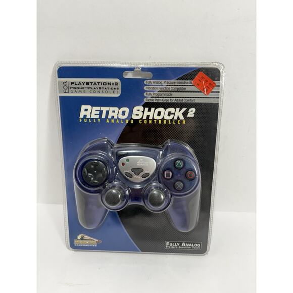 Pelican Retro Shock 2 Playstation 2 PS2 Purple Controller GameStop Brand New - Picture 1 of 5